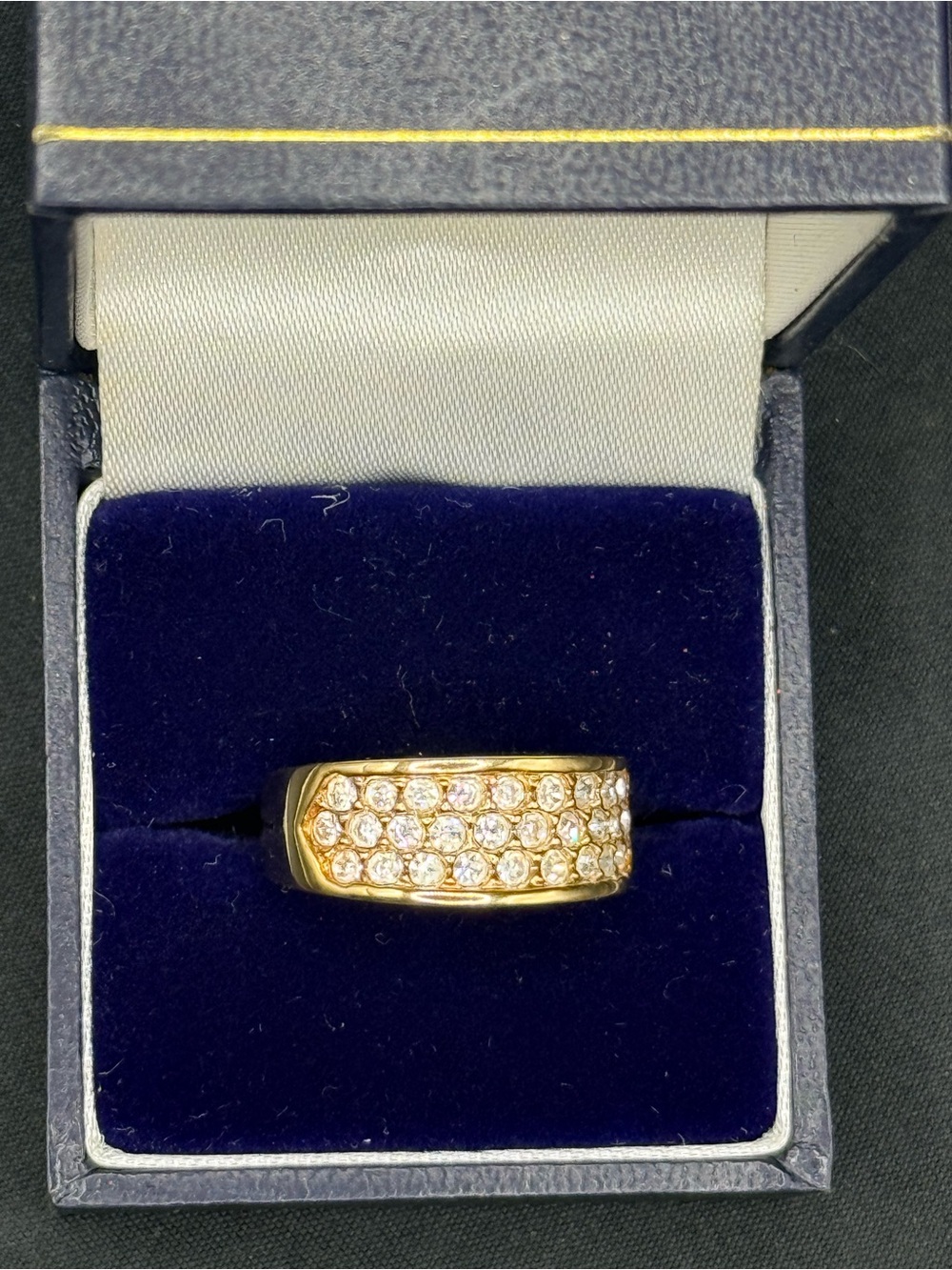 Gold color Multi-Row Pavé CZ’s Band - Women's Jewelry